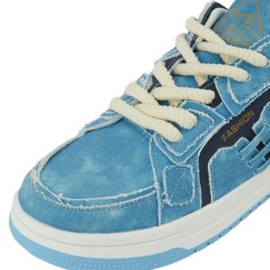 Concert Outfit Shredded Denim Patchwork Sneakers