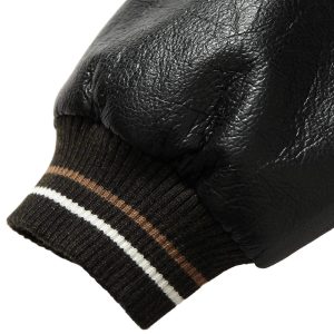 Concert Outfit Siamese Cat Embroidery Leather Bomber Jacket