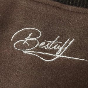 Concert Outfit Siamese Cat Embroidery Leather Bomber Jacket