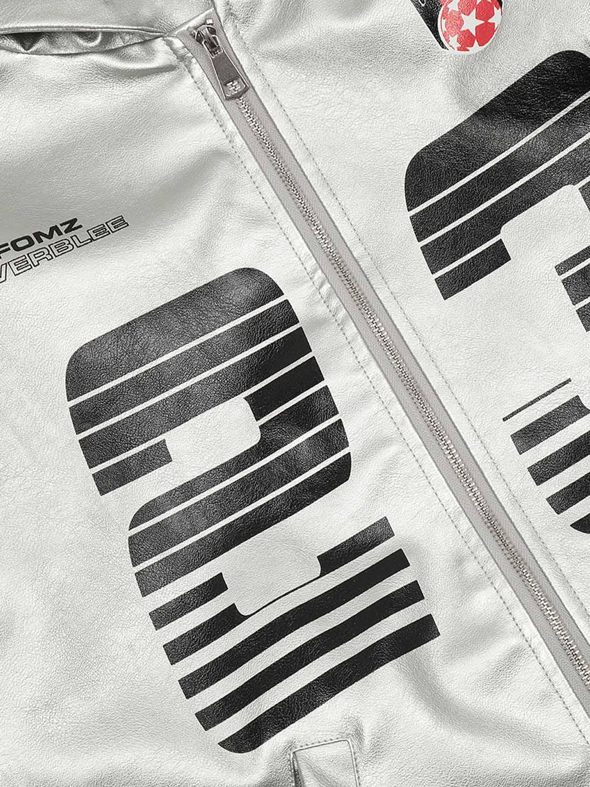 Concert Outfit Silver Leather Motorcycle Hooded Jacket Concert Outfit Silver Leather Motorcycle Hooded Jacket