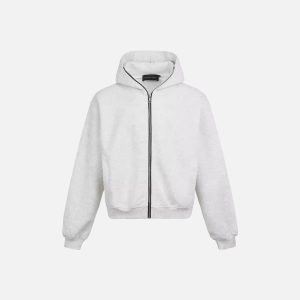 Concert Outfit Simple Solid Color Zipper Hoodie