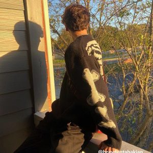 Concert Outfit Skeleton Pattern Knit Sweater