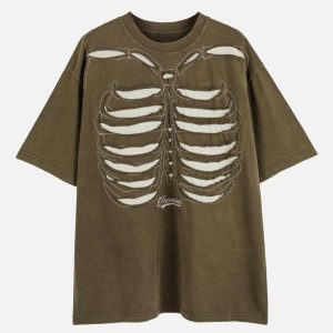 Concert Outfit Skull Distressed Wash Tee