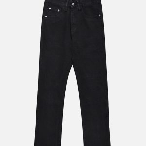 Concert Outfit Skull Flame Monogram Embroidered Slim Fit Jeans