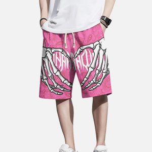 Concert Outfit Skull Hand Print Hip-Hop Shorts