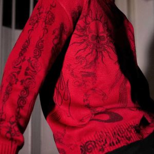 Concert Outfit Skull Print Distressed Sweater