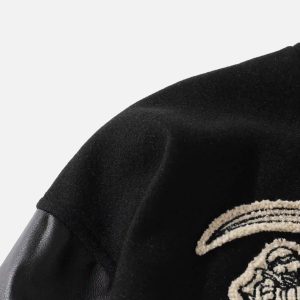 Concert Outfit Skull Sickle Embroidered PU Splicing Jacket