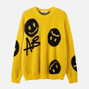 Concert Outfit Smiley Jacquard Sweater