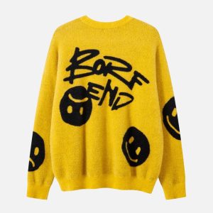 Concert Outfit Smiley Jacquard Sweater