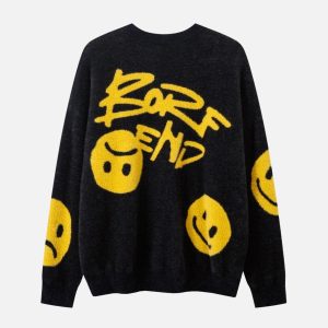 Concert Outfit Smiley Jacquard Sweater