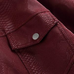 Concert Outfit Snake Texture Faux Leather Jacket
