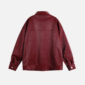 Concert Outfit Snake Texture Faux Leather Jacket