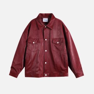 Concert Outfit Snake Texture Faux Leather Jacket