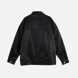 Concert Outfit Snake Texture Faux Leather Jacket