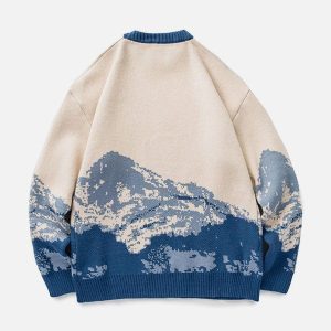 Concert Outfit Snow Mountain Gradient Knit Sweater