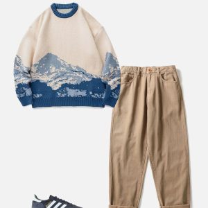 Concert Outfit Snow Mountain Gradient Knit Sweater