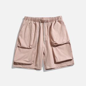 Concert Outfit Solid Big Pocket Drawstring Shorts