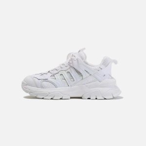 Concert Outfit Solid Color Mesh Sneakers