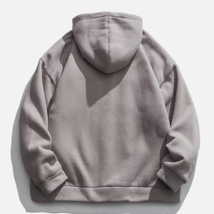 Concert Outfit Solid Color Multi-Pocket Hooded Winter Coat