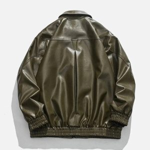 Concert Outfit Solid Color PU Jacket