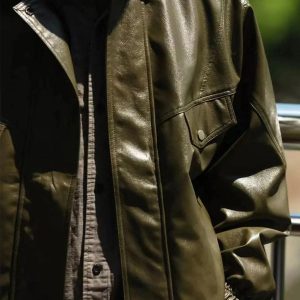 Concert Outfit Solid Color PU Jacket