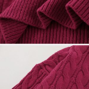 Concert Outfit Solid Color Twist Knit Sweater