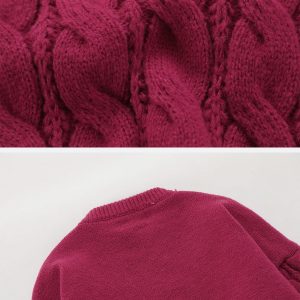 Concert Outfit Solid Color Twist Knit Sweater