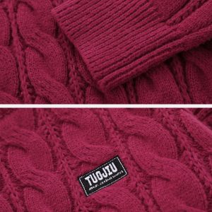 Concert Outfit Solid Color Twist Knit Sweater