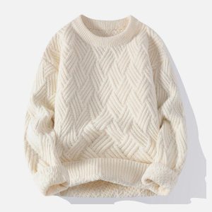 Concert Outfit Solid Color Weave Cozy Sweater
