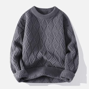 Concert Outfit Solid Color Weave Cozy Sweater