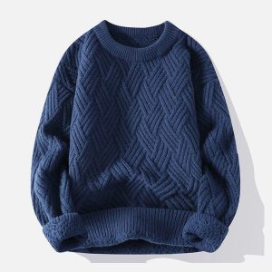Concert Outfit Solid Color Weave Cozy Sweater