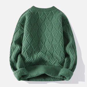 Concert Outfit Solid Color Weave Cozy Sweater