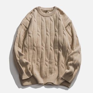 Concert Outfit Solid Color Woven Sweater