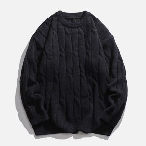 Concert Outfit Solid Color Woven Sweater