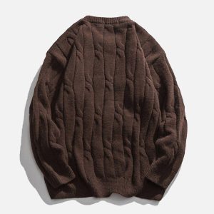 Concert Outfit Solid Color Woven Sweater