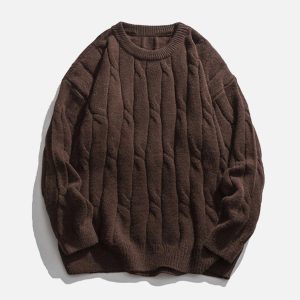 Concert Outfit Solid Color Woven Sweater
