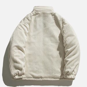 Concert Outfit Solid Corduroy Oversized Pocket Winter Coat