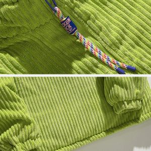 Concert Outfit Solid Corduroy Oversized Pocket Winter Coat