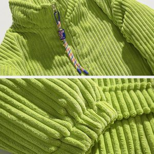 Concert Outfit Solid Corduroy Oversized Pocket Winter Coat