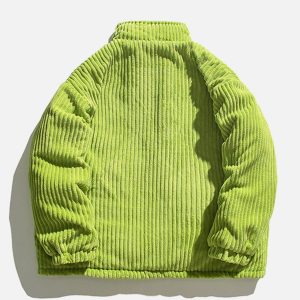 Concert Outfit Solid Corduroy Oversized Pocket Winter Coat