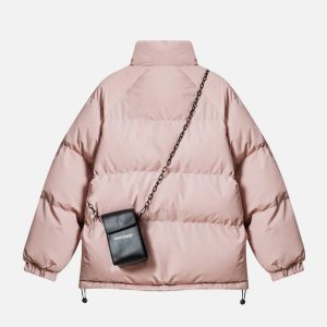 Concert Outfit Solid Detachable Satchel Winter Coat