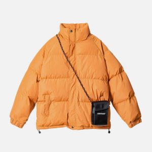 Concert Outfit Solid Detachable Satchel Winter Coat