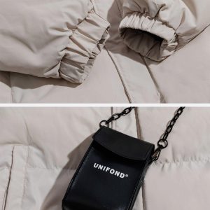 Concert Outfit Solid Detachable Satchel Winter Coat