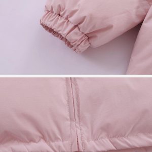 Concert Outfit Solid Embroidered Hood Winter Coat