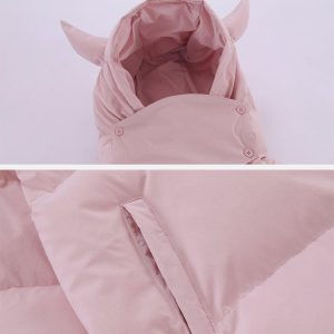 Concert Outfit Solid Embroidered Hood Winter Coat