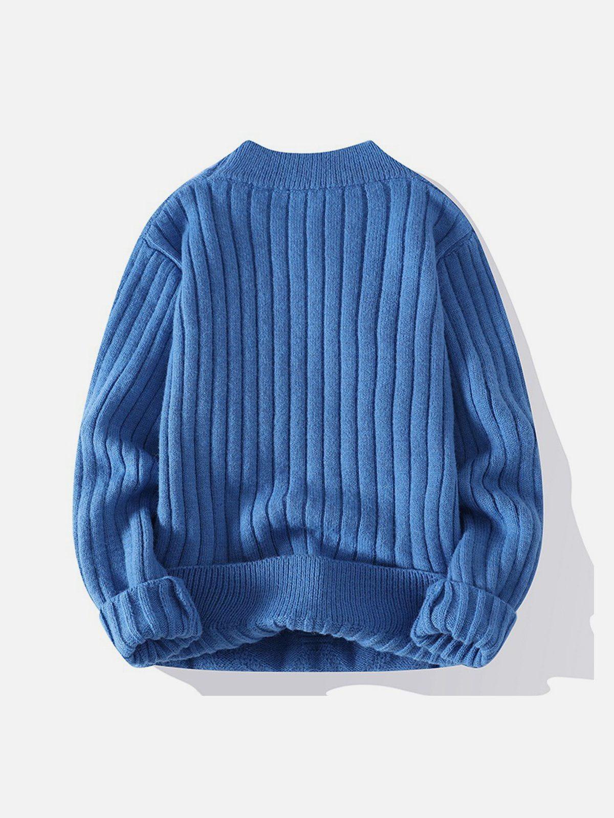 Concert Outfit Solid Ribbed Jacquard Knit Sweater Concert Outfit Solid Ribbed Jacquard Knit Sweater