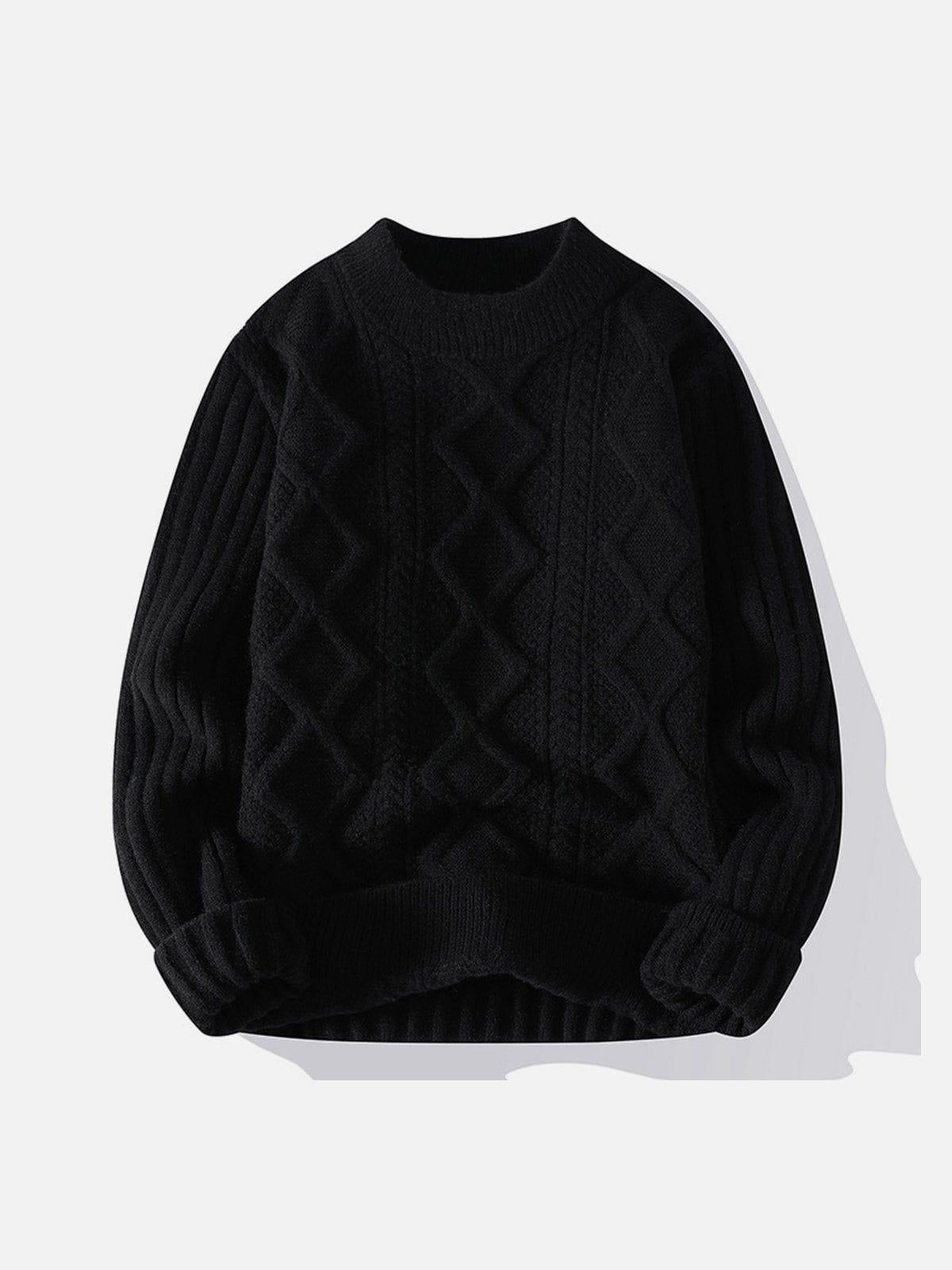 Concert Outfit Solid Ribbed Jacquard Knit Sweater Concert Outfit Solid Ribbed Jacquard Knit Sweater