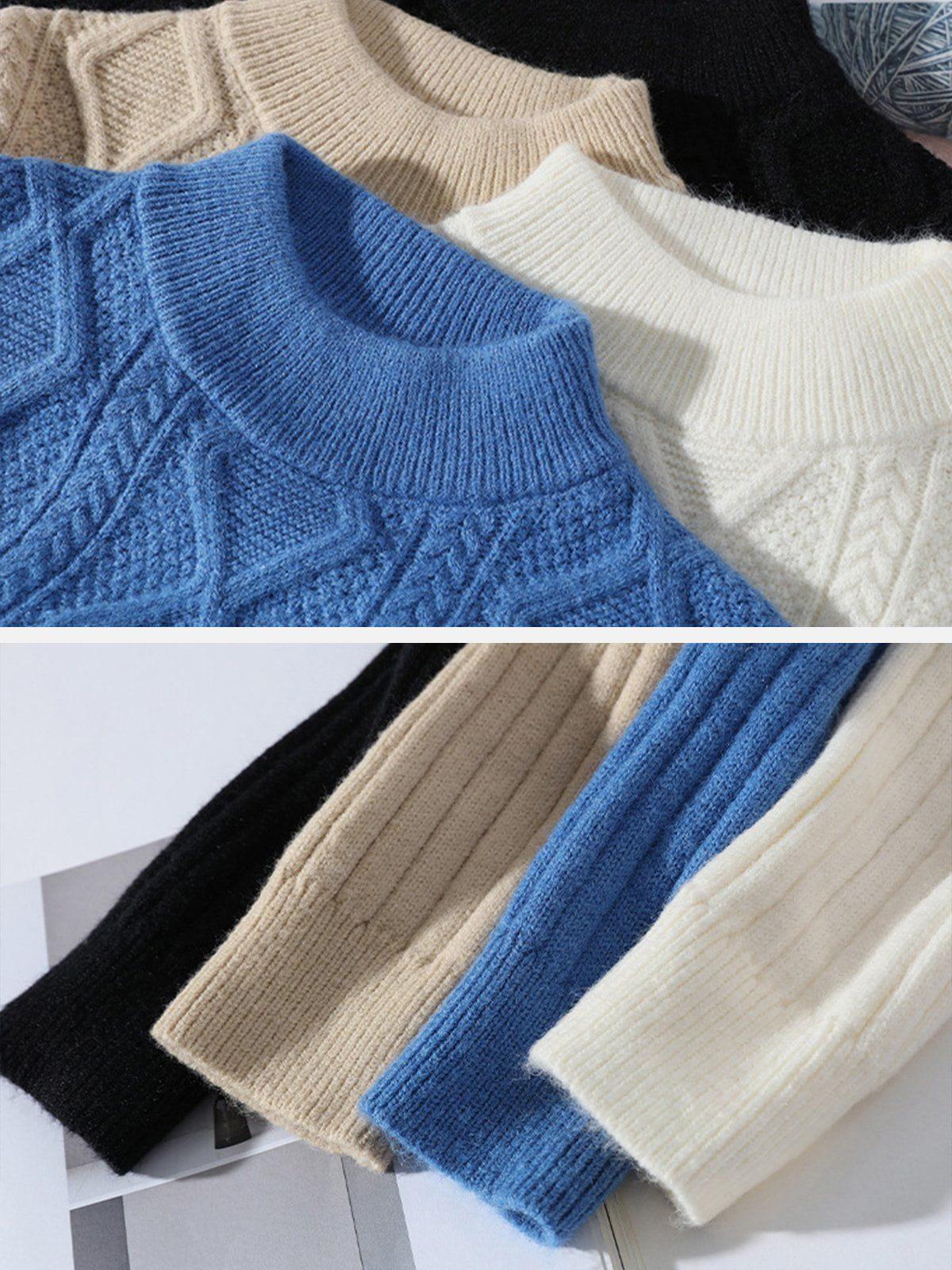 Concert Outfit Solid Ribbed Jacquard Knit Sweater Concert Outfit Solid Ribbed Jacquard Knit Sweater