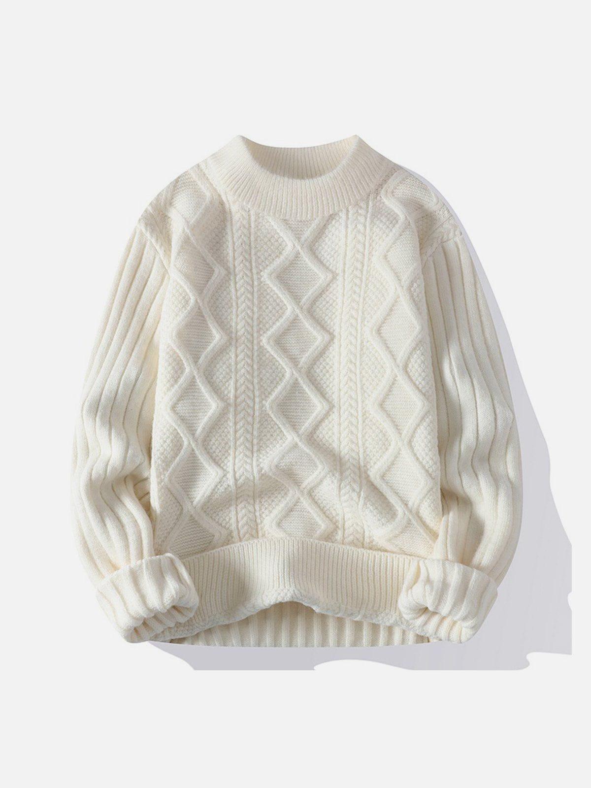 Concert Outfit Solid Ribbed Jacquard Knit Sweater Concert Outfit Solid Ribbed Jacquard Knit Sweater