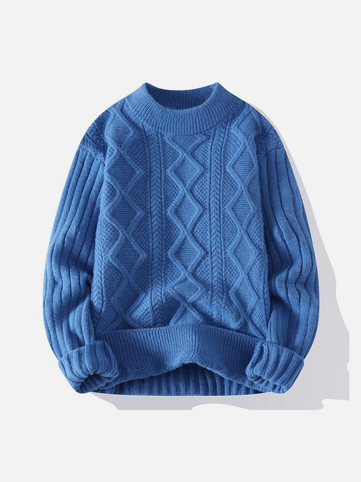 Concert Outfit Solid Ribbed Jacquard Knit Sweater Concert Outfit Solid Ribbed Jacquard Knit Sweater